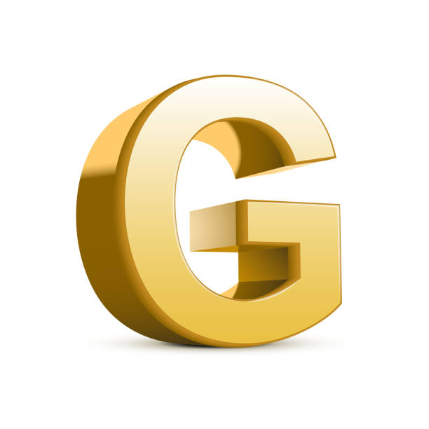 3 d 골든 알파벳 g - alphabet white background letter g three dimensional shape stock illustrations