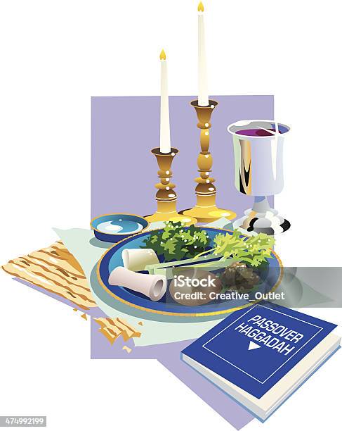 Pasqua Ebraica Meal2 C - Immagini vettoriali stock e altre immagini di Pasqua ebraica - Pasqua ebraica, Cibo, Festeggiamento