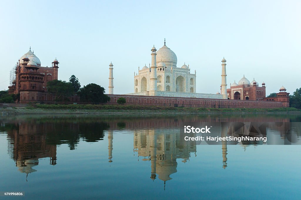 Taj Mahal sunrise with reflections Taj Mahal sunrise with reflections. 2015 Stock Photo