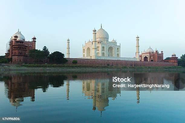 Taj Mahal Sunrise With Reflections Stock Photo - Download Image Now - 2015, Agra, Architectural Dome