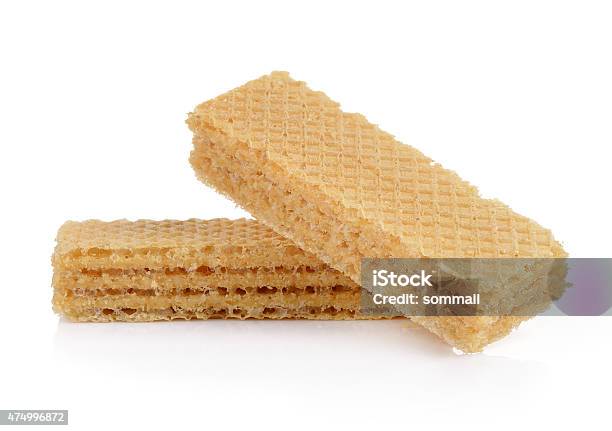 Wafers Isolated On A White Background Stock Photo - Download Image Now - 2015, Baked, Baked Pastry Item
