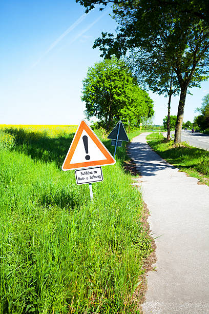 istock Caution road sign for cyclists and pedestrians 474997546
