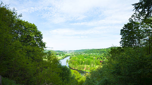 istock Sunny spring panorama of valley Ruhr 474997566