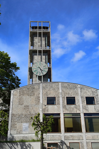 The clock tower of the townhall of the Danish City Aarhus.
