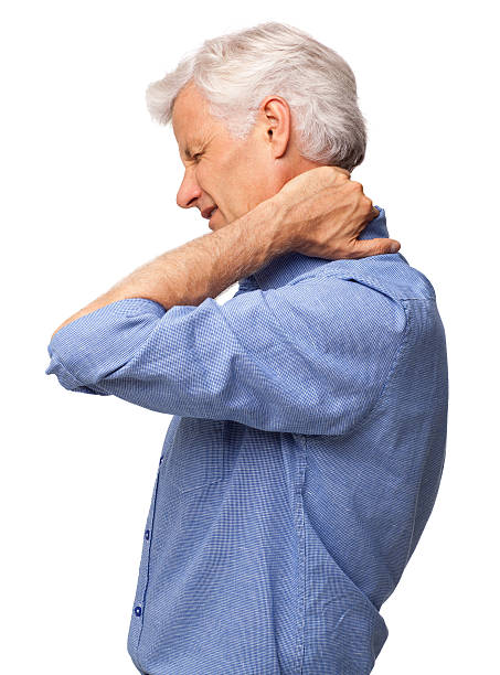 istock Senior Man Suffering With Severe Neck Pain - Isolated 475001565