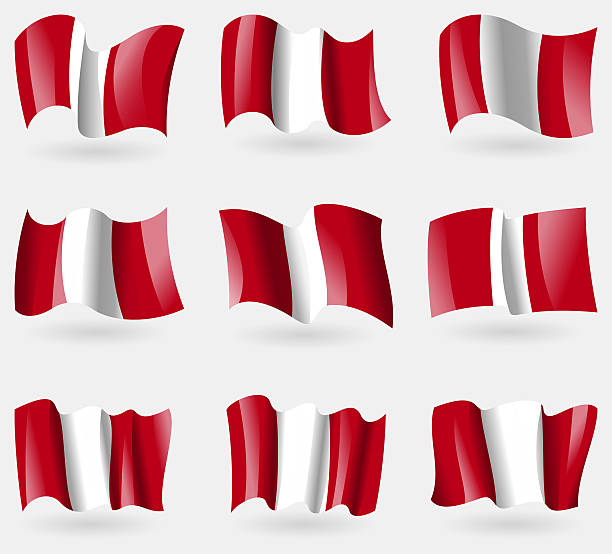 istock Set of Peru flags in the air. 475001674