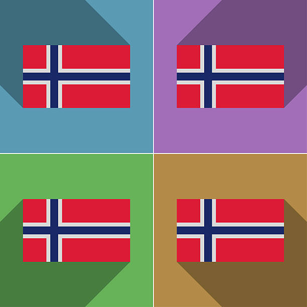 Flags of Norway. Set of colors flat design and long shadows.  illustration