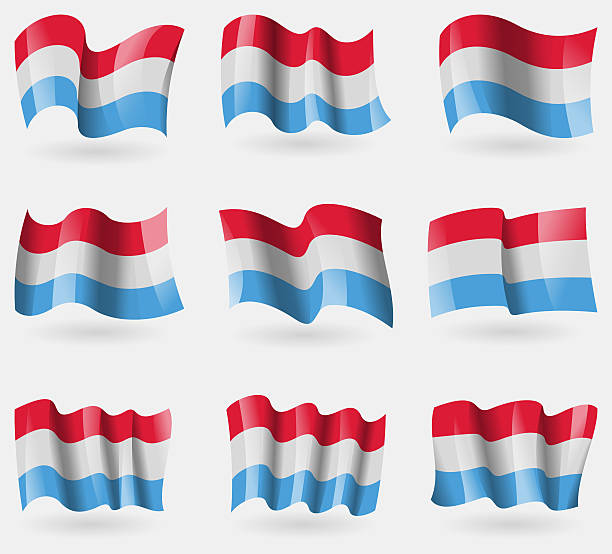 istock Set of Luxembourg flags in the air. 475002256