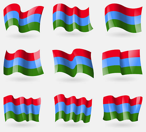 istock Set of Karelia flags in the air. 475002374
