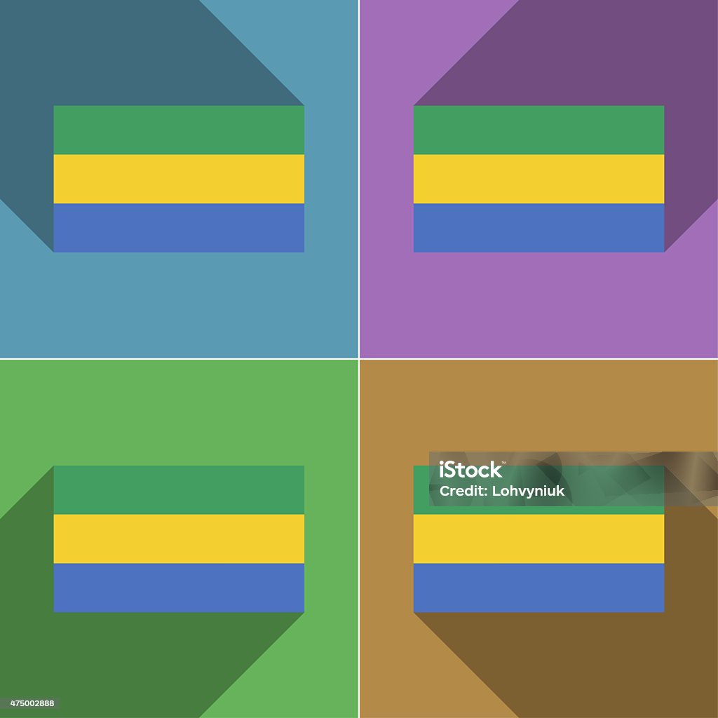 Flags Gabon. Set of colors flat design and long shadows. Flags of Gabon. Set of colors flat design and long shadows.  illustration 2015 Stock Photo