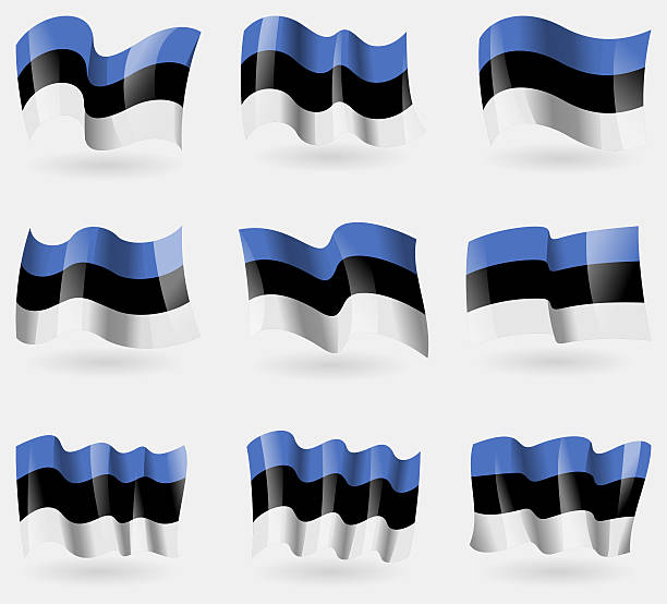 istock Set of Estonia flags in the air. 475002990