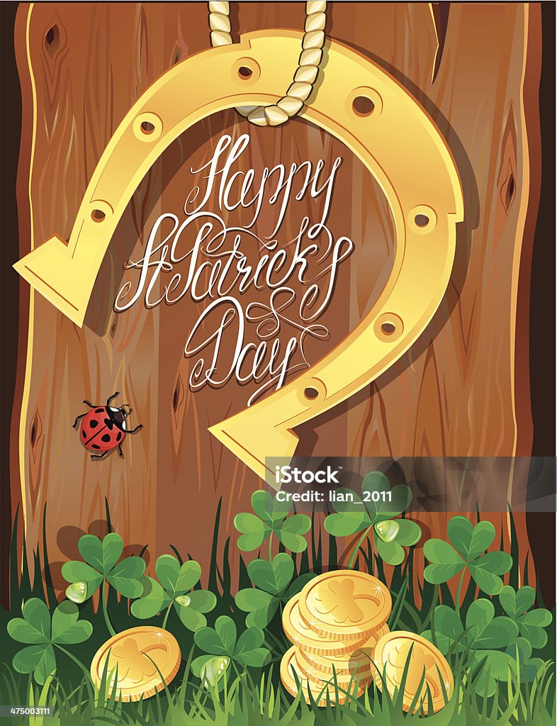 Happy St. Patrick's Day.  Shamrock, cataratas del lado canadiense y golden coin - arte vectorial de Abstracto libre de derechos