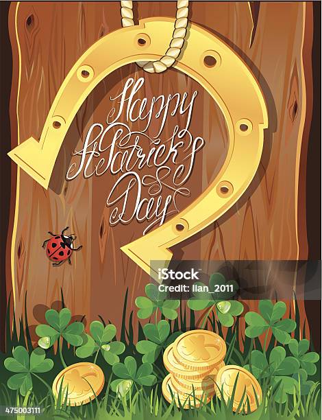 Ilustración de Happy St Patricks Day Shamrock Cataratas Del Lado Canadiense Y Golden Coin y más Vectores Libres de Derechos de Abstracto