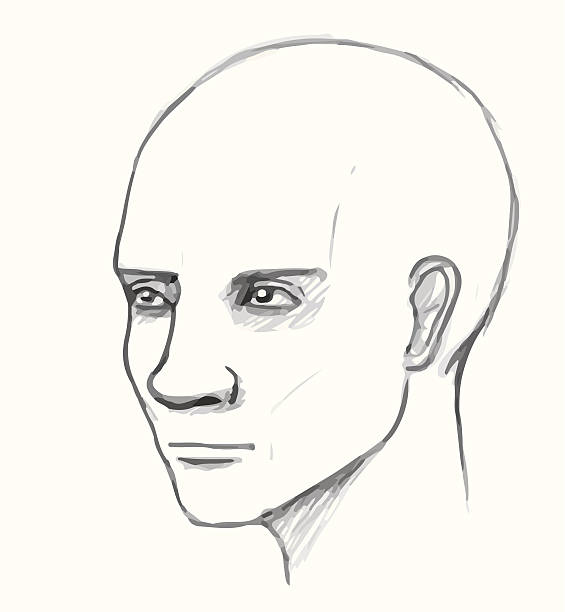 Masculino cabeça.  Imitação em vetor Desenho em Lápis - ilustração de arte em vetor