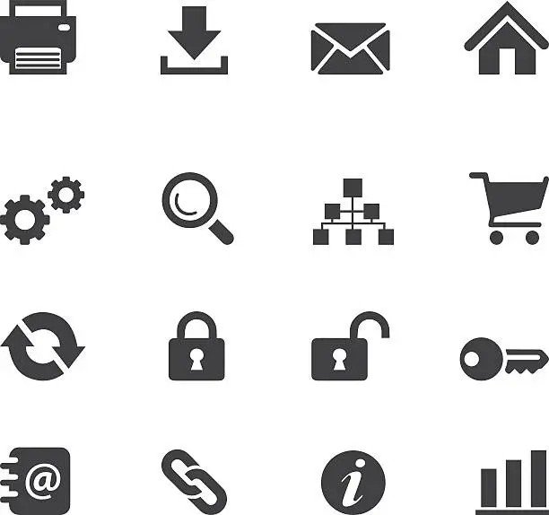 Vector illustration of Web and Internet Silhouette icons