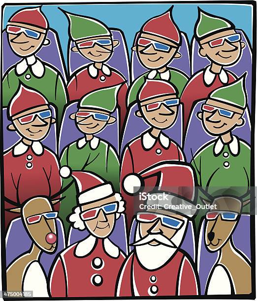 Santa Elves3 D Glasses C Stock Illustration - Download Image Now - 2010, 3-D Glasses, Ancient