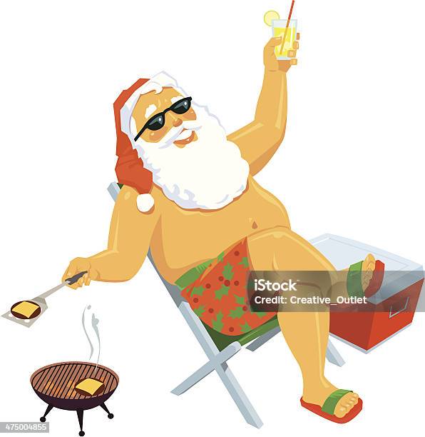 Santa Summertime C Stock Illustration - Download Image Now - Christmas, July, Christmas In July