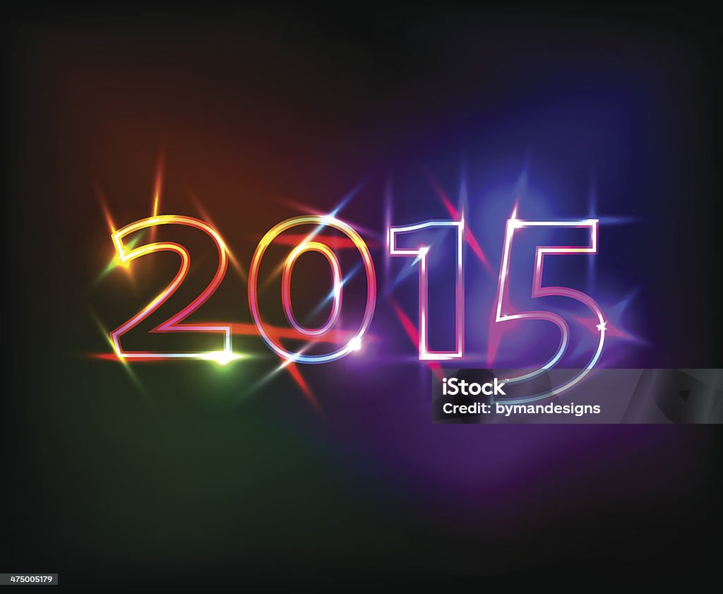 2015 roku z kolorowymi neony wpływ - Grafika wektorowa royalty-free (Nowy Rok - Święto)