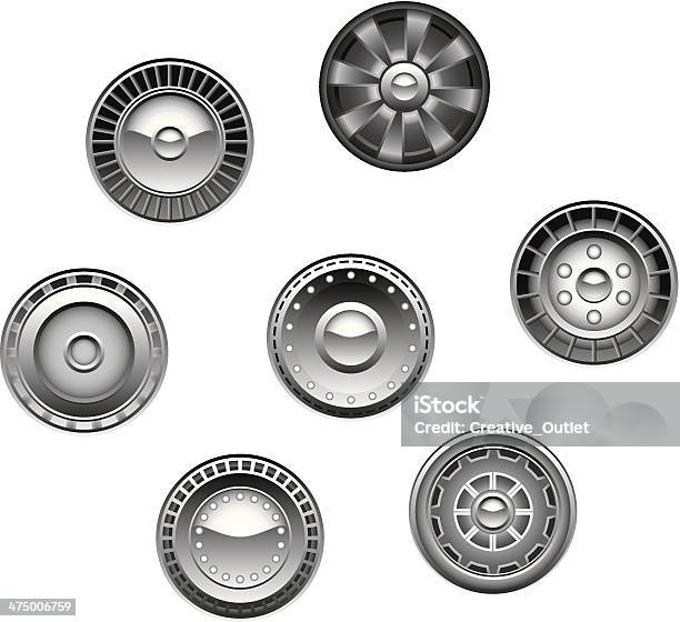 Hubcaps Stock Vektor Art und mehr Bilder von Freisteller – Neutraler Hintergrund - Freisteller – Neutraler Hintergrund, Glänzend, Illustration