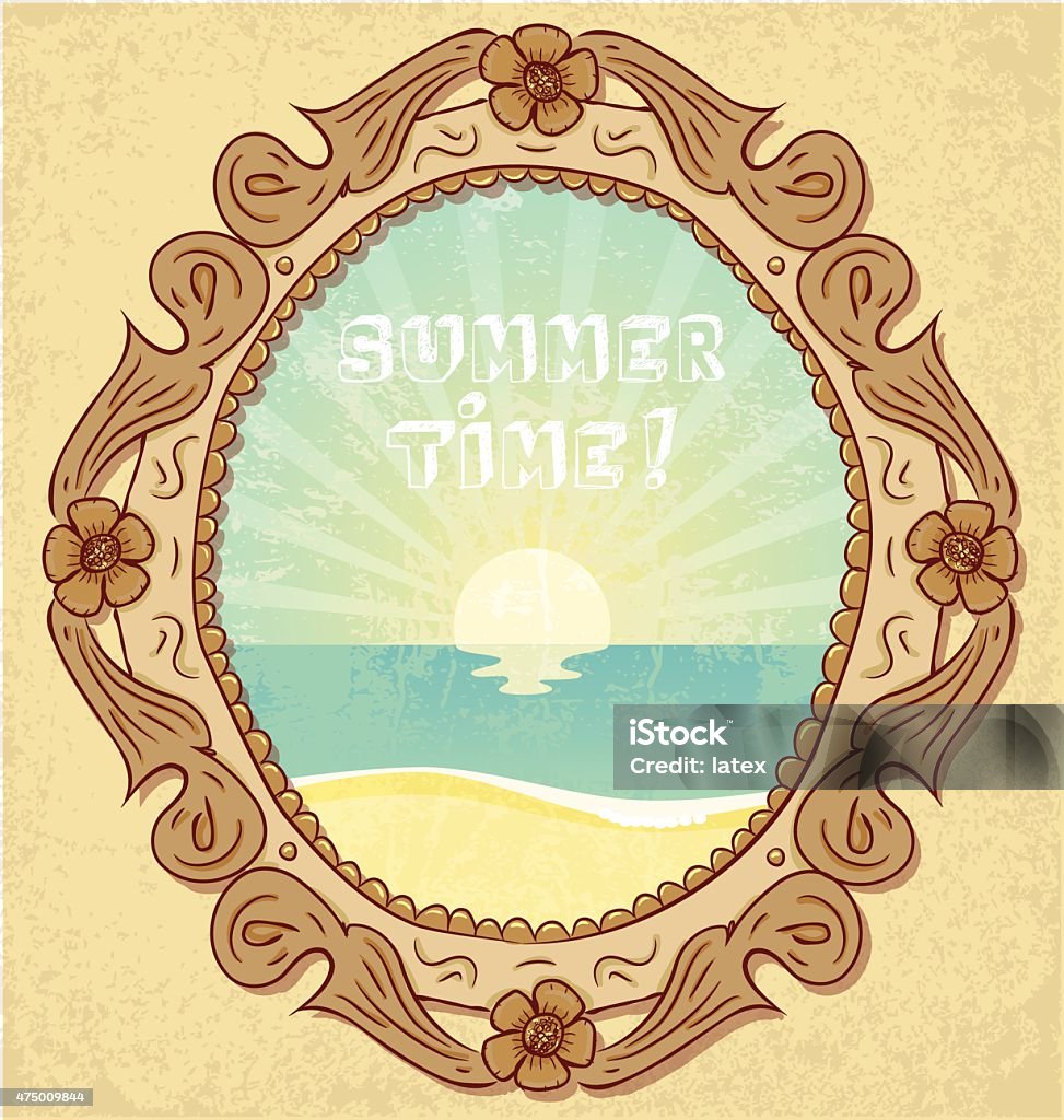 Summer Time! Seascape on a vintage frame. 2015 stock vector