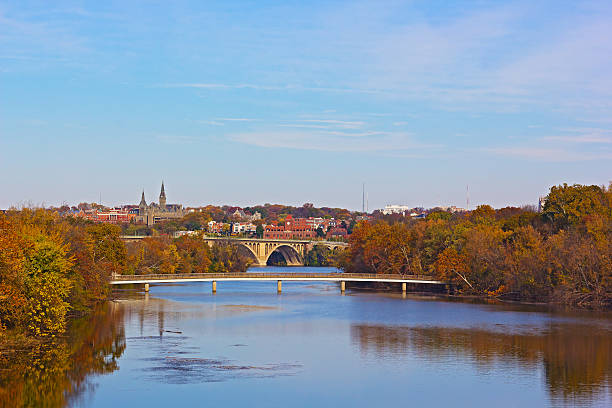istock Fall colors of Potomac riverside and Key Bridge, Washington DC. 475011740