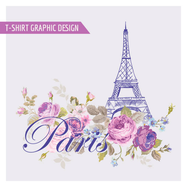 Floral Paris Graphic Design - for t-shirt, fashion, prints Floral Paris Graphic Design - for t-shirt, fashion, prints - in vector paris fashion stock illustrations