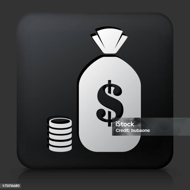 Black Square Button With Bag Of Money Stock Illustration - Download Image Now - 2015, Bag, Bank Account