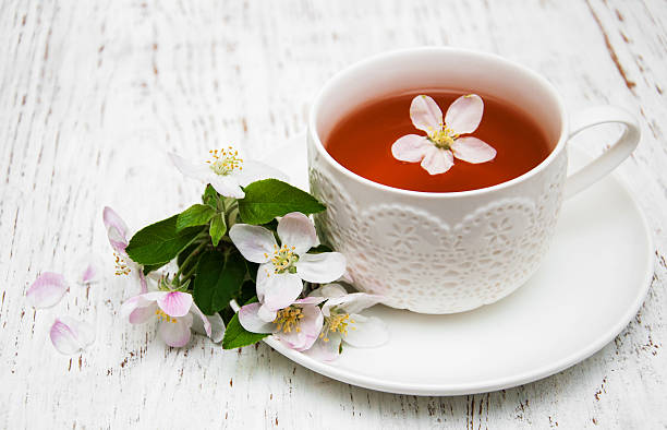 istock Cup of tea and spring blossom 475016758