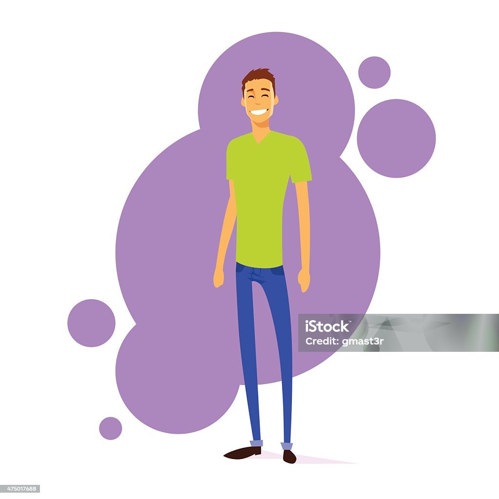 Casual Man Cartoon Character Standing Smile Isolated Casual Man Cartoon Character Standing Smile Isolated over Colorful Background Vector Illustration 2015 stock vector
