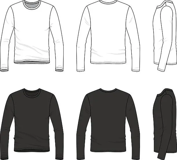 Vector illustration of Simple outline drawing of a men's blank tee