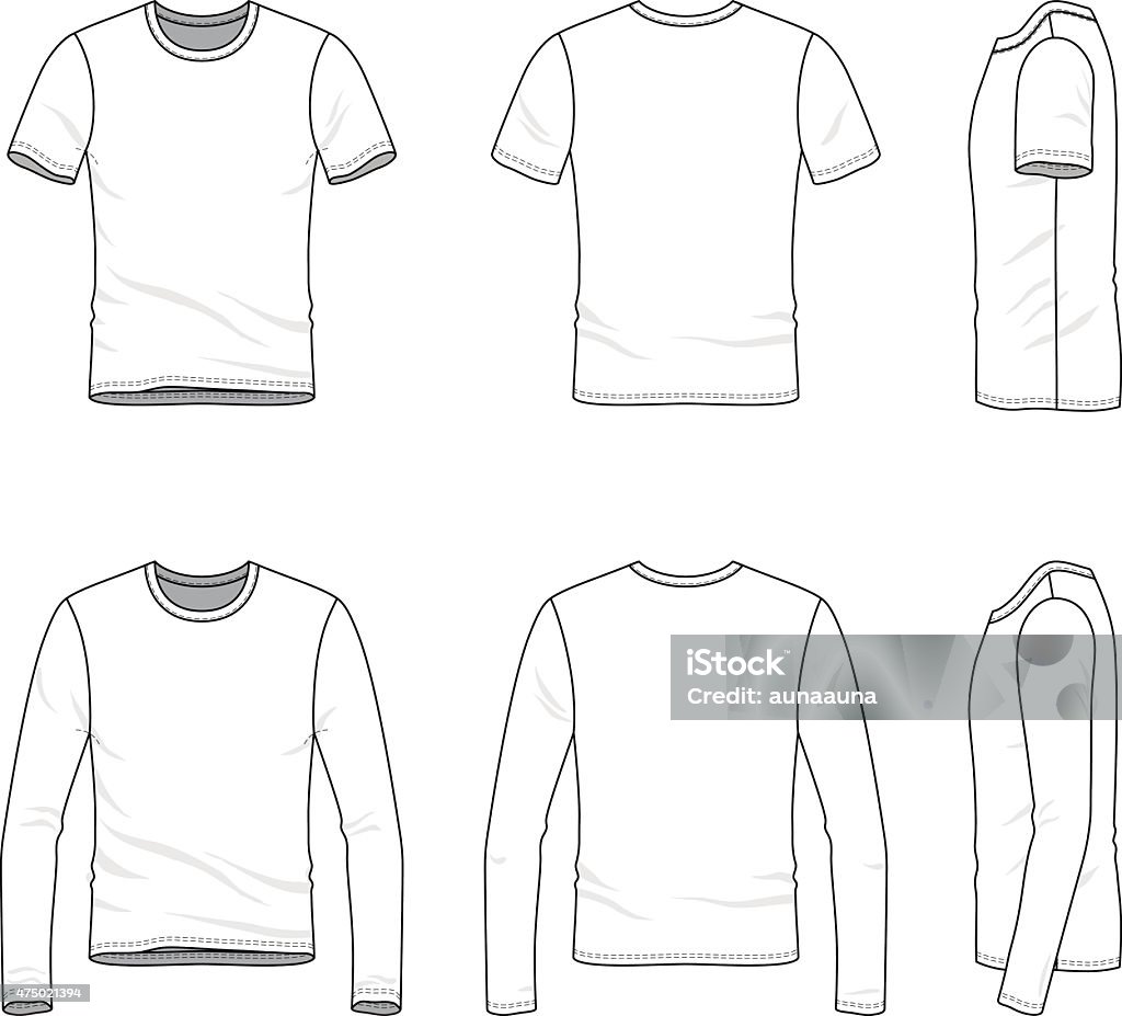 Simple Outline Drawing Of Mens Blank Tshirt And Tee Stock Illustration - Download Now - iStock