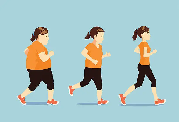 Vector illustration of Women running to slim