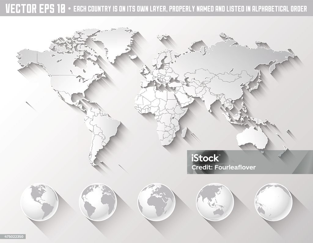 Flat Shadow World Térkép Gömbökkel témájú stock illusztráció – Kép ...