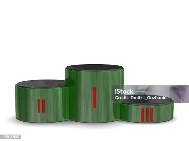 Green Reflektierende Zylindrische Victory Podium Mit Römischen Ziffern Vorderseite View Stockfoto und mehr Bilder von Arrangieren
