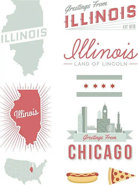 Vector illustration of Illinois Typography