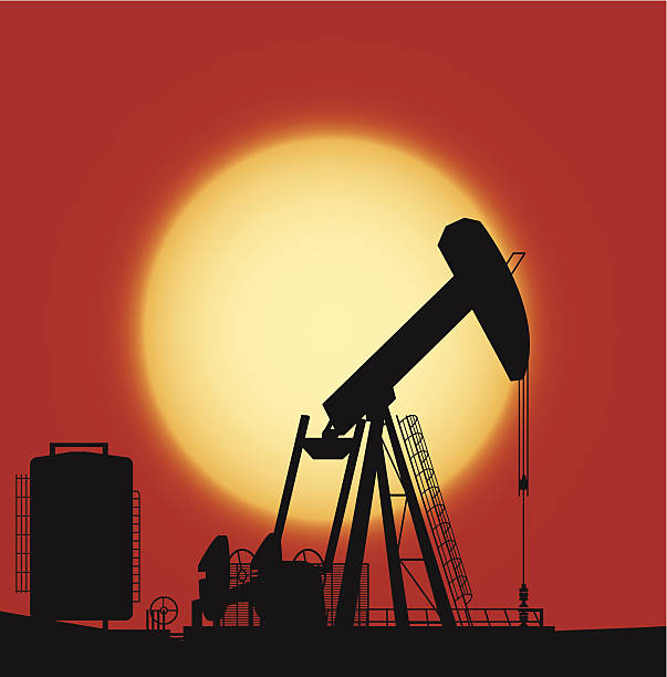 oil pump - sunset petroleum silhouette new mexico stock-grafiken, -clipart, -cartoons und -symbole