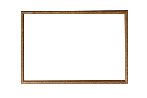Blank wooden picture frame isolated on white with clipping path