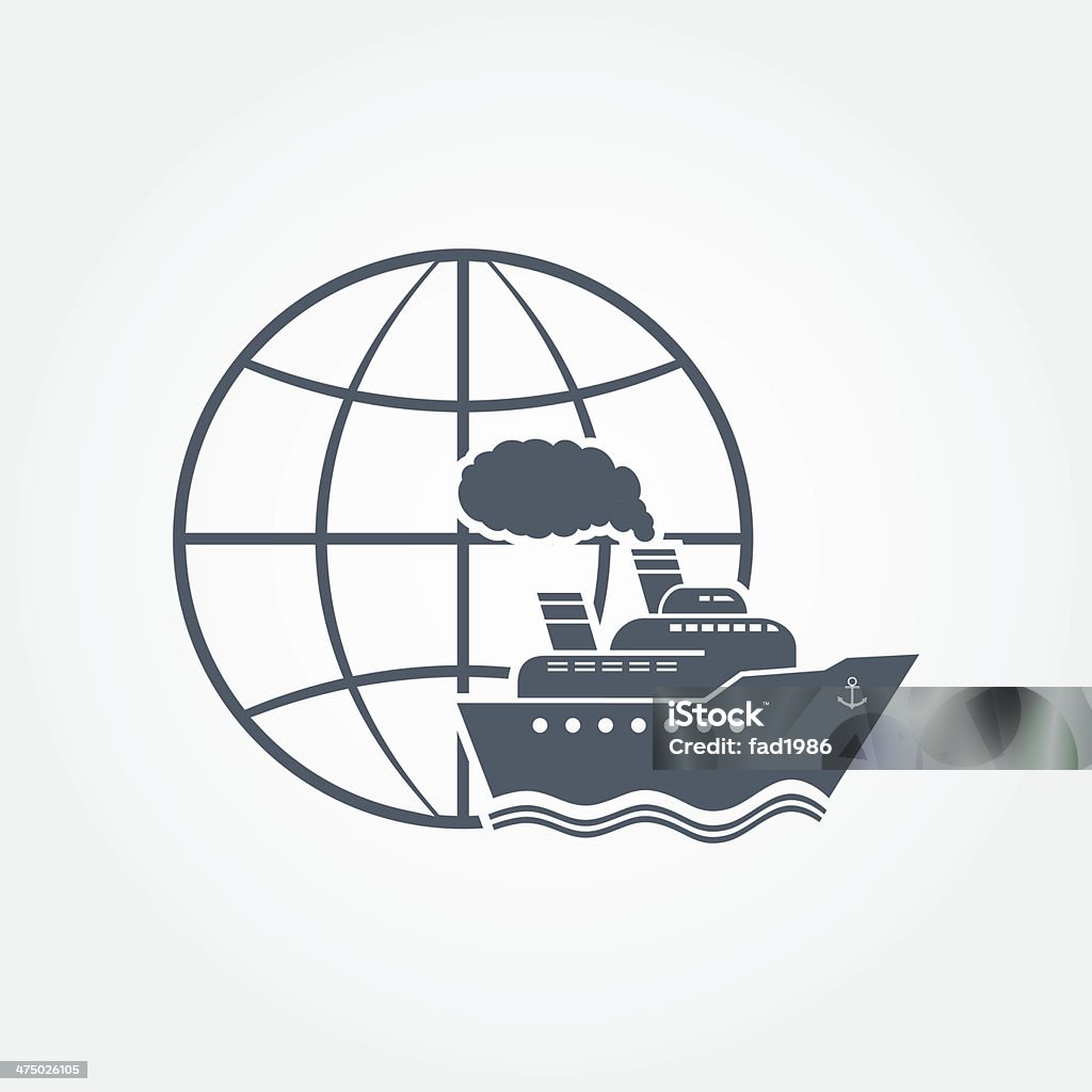 Icône de Globe et bateau - clipart vectoriel de Abstrait libre de droits