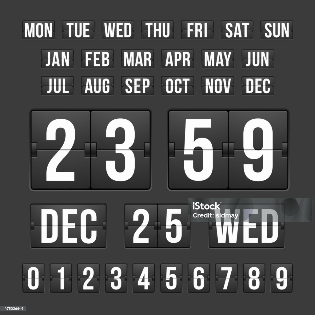 Таймер обратного отсчета и дата, календарь Табло со счётом - Векторная графика Векторная графика роялти-фри