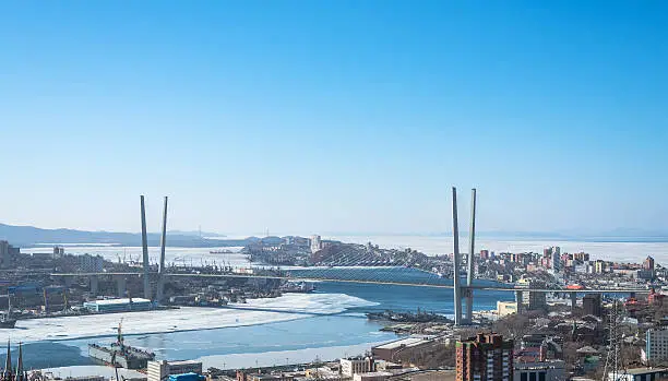 High resolution image of Vladivostok cityscape, daylight view, winter.  
