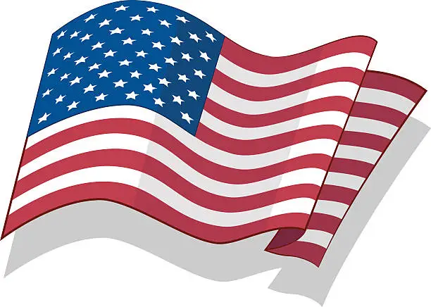 Vector illustration of National Flag of the USA. Государственный флаг США.