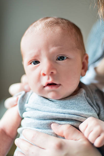 istock Cute newborn baby serie on grey 475033171