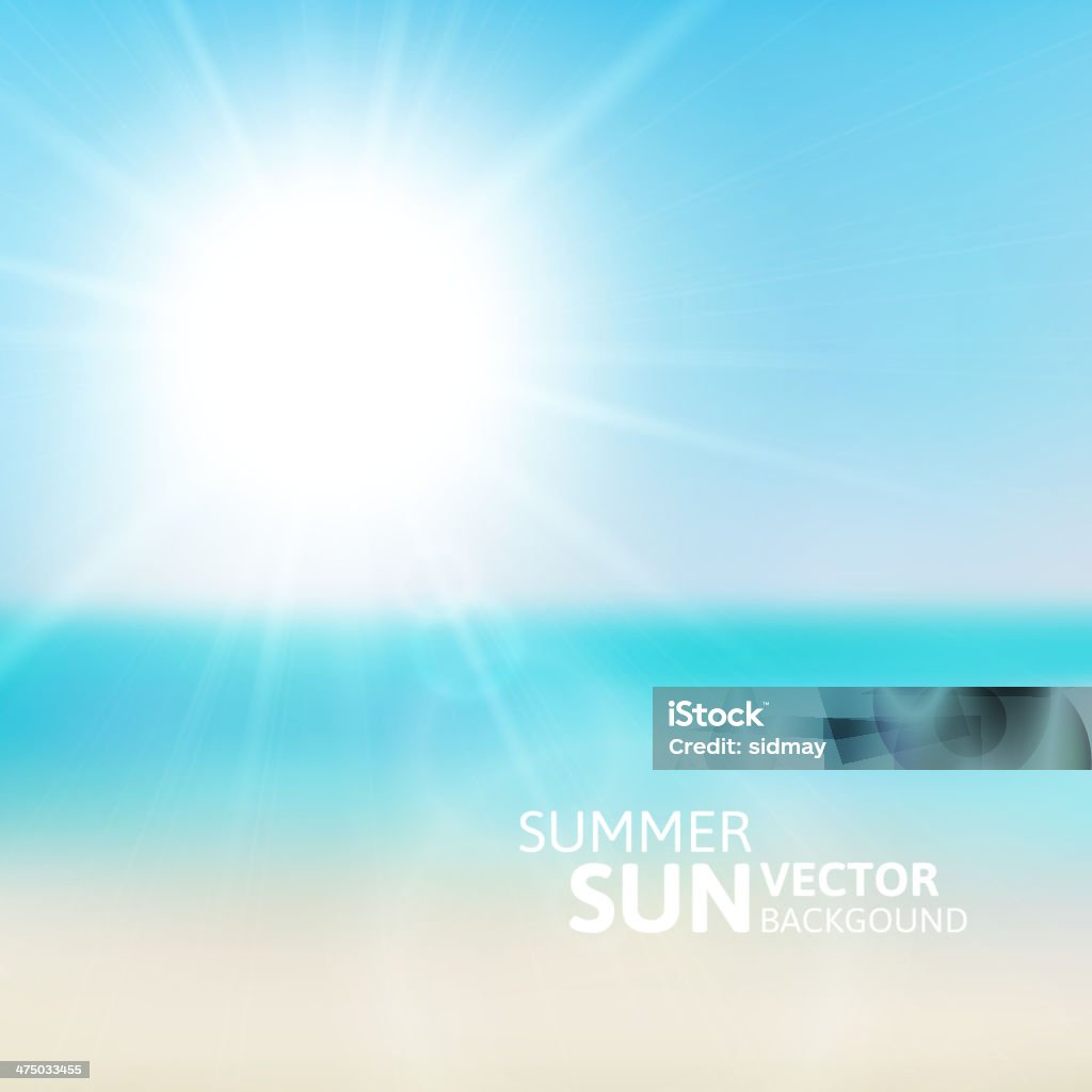 Unscharfem Strand und blauer Himmel mit Sommersonne - Lizenzfrei Abfackelschornstein Vektorgrafik
