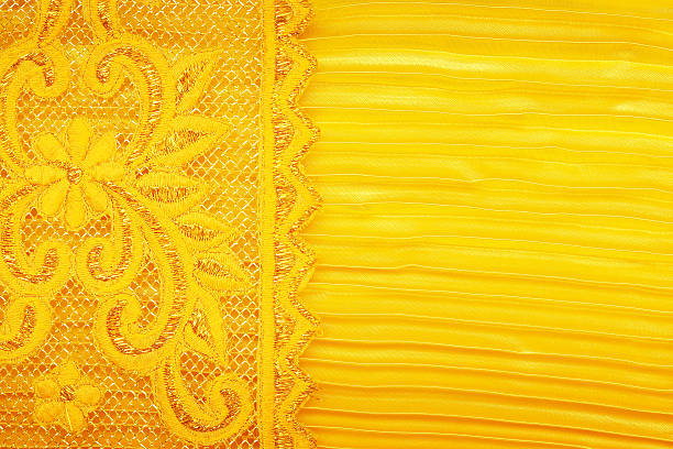 The texture of fabric lace, bright yellow