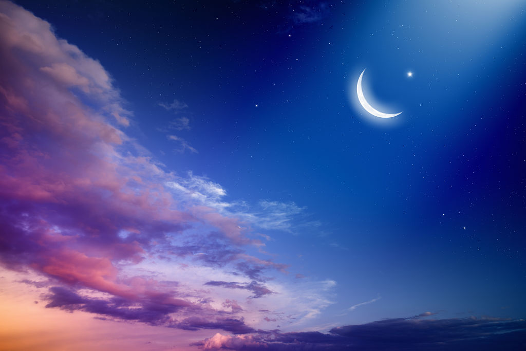 Ramadan Kareem background with moon and stars, holy month. Elements of this image furnished by NASA nasa.gov