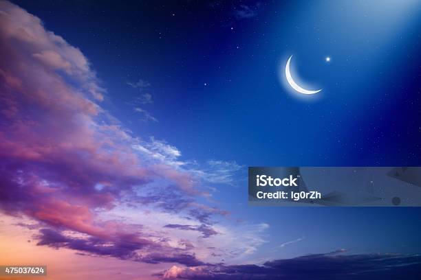 Ramadan Kareem Stock Photo - Download Image Now - Moon, Ramadan, Sky