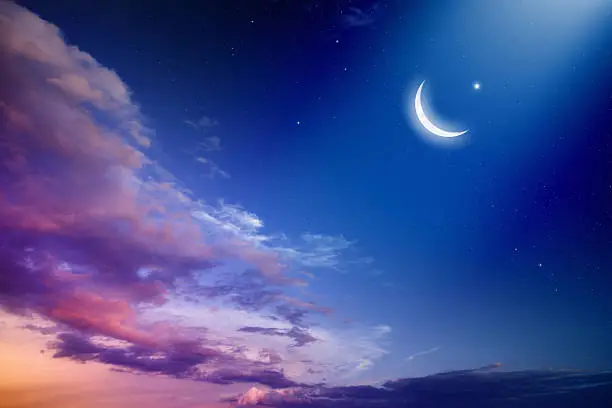 Ramadan Kareem background with moon and stars, holy month. Elements of this image furnished by NASA nasa.gov