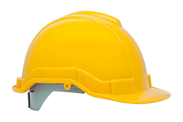 istock Green safety helmet on white background 475038626
