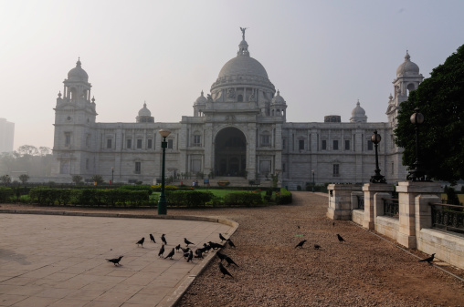 Kolkata, India - December 25, 2013: Victoria Memorial at Kolkata , India . A Historical Monument of Indian Architecture. It was built between 1906 and 1921 to commemorate Queen Victoria's 25 years reign in India.