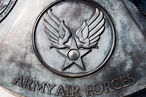 US Army Air Forces commemorative plaque, WWII memorial in Washington DC. America.